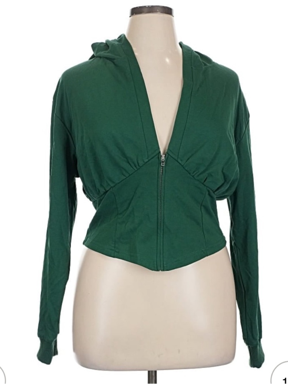 Cider Deep Green Cropped Zip Hoodie